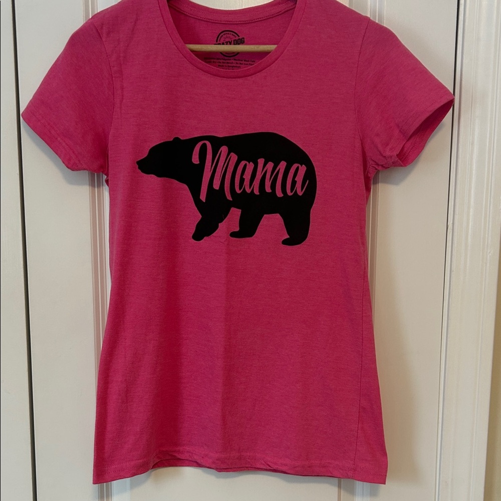 Crazy Dog Mama Bear pink tee shirt S/M